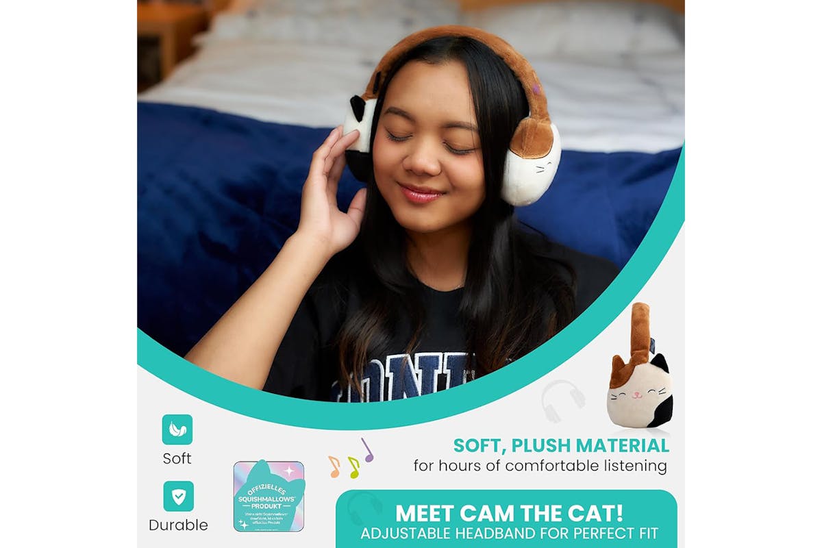 Squishmallows Cam The Cat Plush Bluetooth Wireless Headphone-2