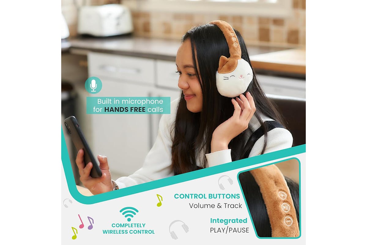 Squishmallows Cam The Cat Plush Bluetooth Wireless Headphone-5