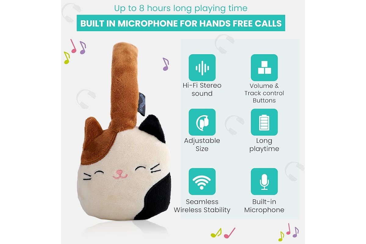 Squishmallows Cam The Cat Plush Bluetooth Wireless Headphone-7