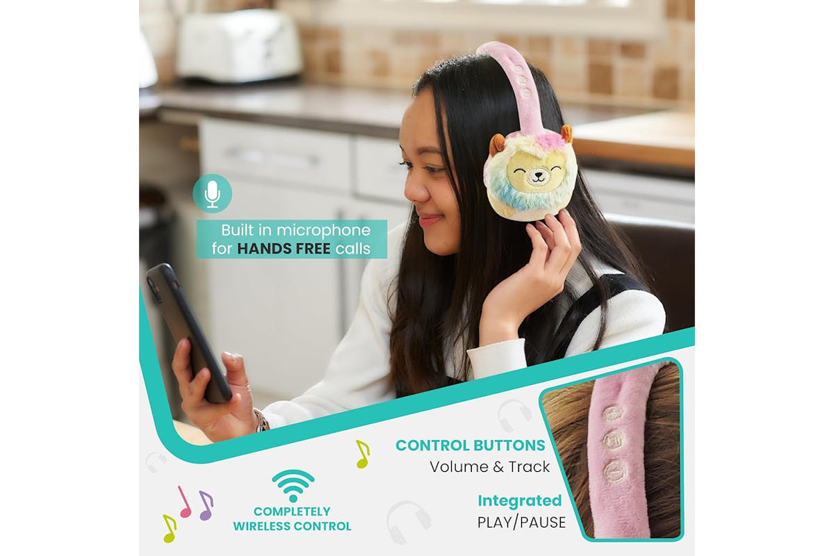 Squishmallows Leonard The Lion Plush Bluetooth Wireless On Ear Headphone | Multicolour-6