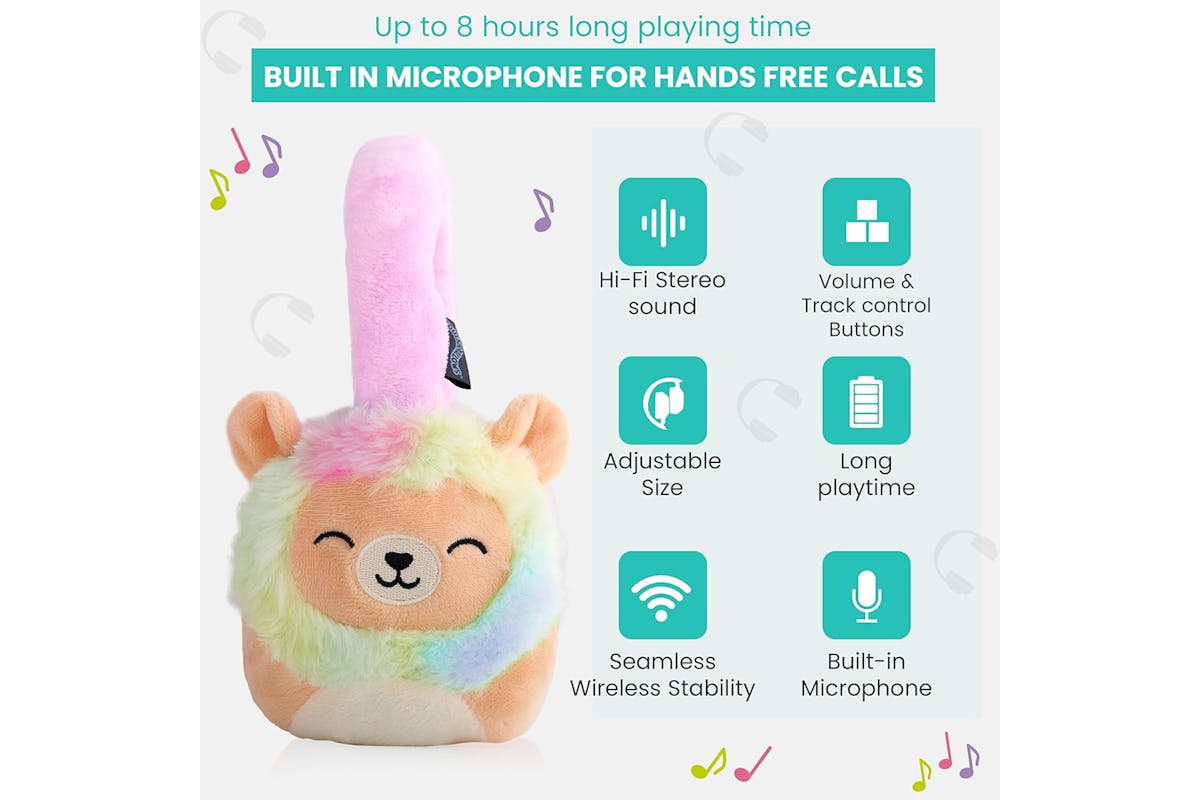 Squishmallows Leonard The Lion Plush Bluetooth Wireless On Ear Headphone | Multicolour-9