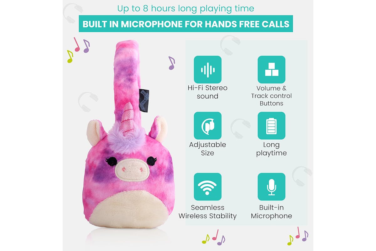 Squishmallows Lola The Unicorn Plush Bluetooth Wireless Headphones-3