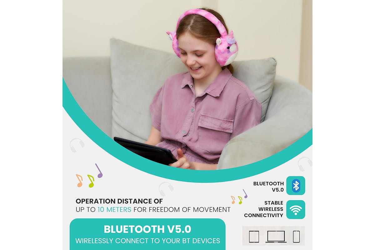Squishmallows Lola The Unicorn Plush Bluetooth Wireless Headphones-4