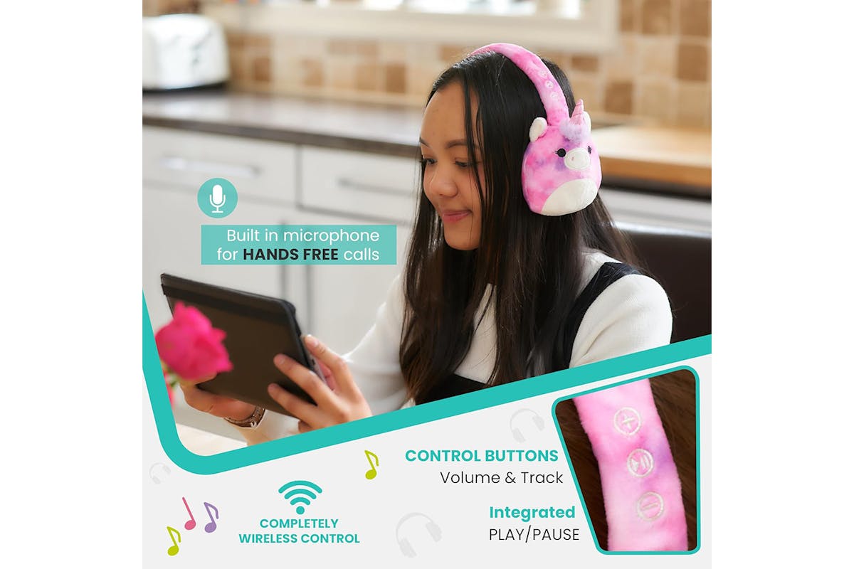 Squishmallows Lola The Unicorn Plush Bluetooth Wireless Headphones-5
