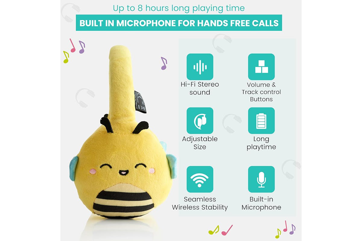 Squishmallows Sunny The Bee Plush Bluetooth Wireless Headphones-2