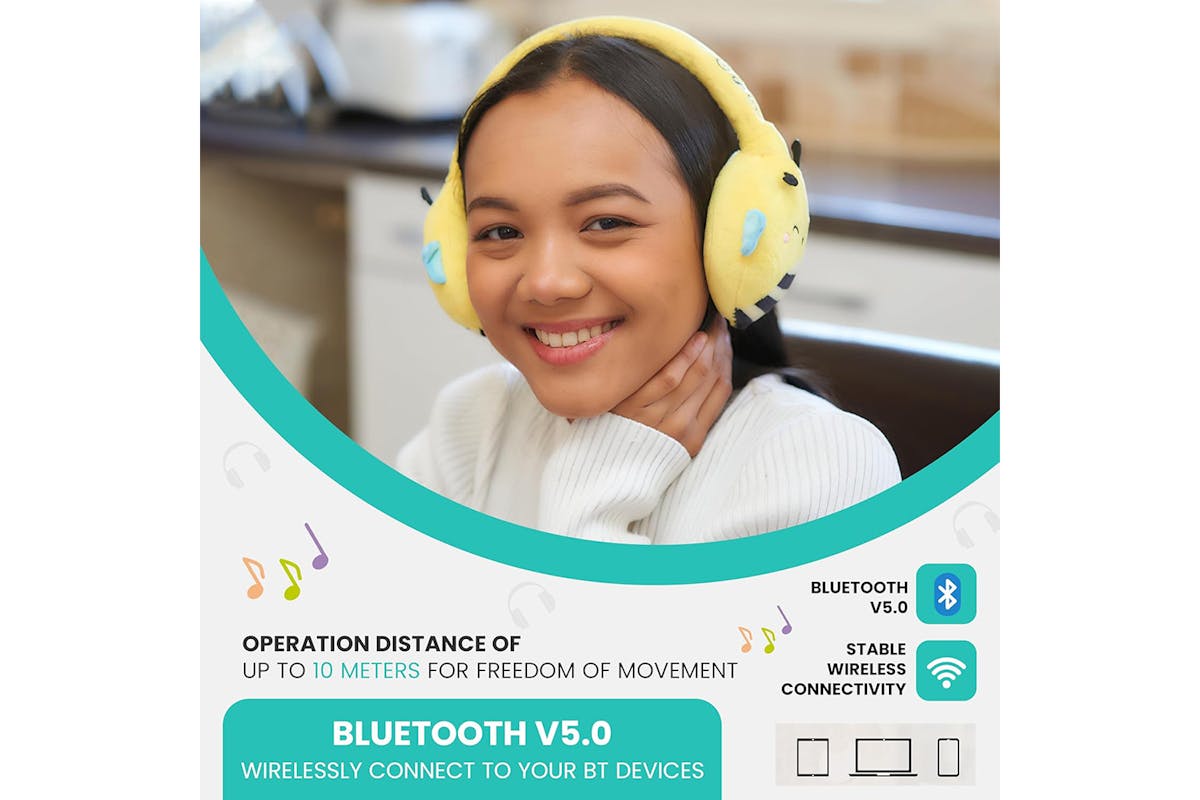 Squishmallows Sunny The Bee Plush Bluetooth Wireless Headphones-4