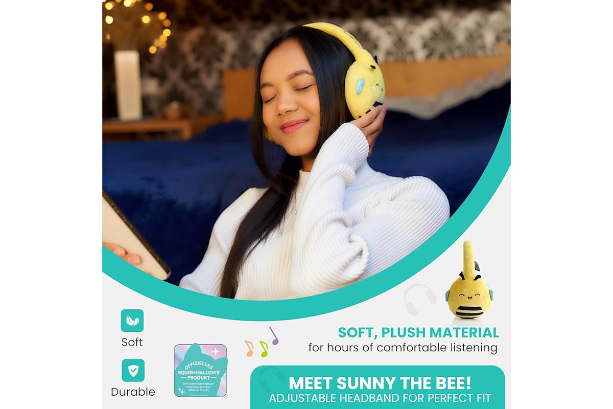 Squishmallows Sunny The Bee Plush Bluetooth Wireless Headphones-5