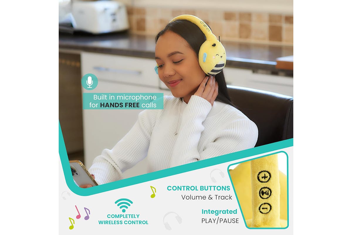 Squishmallows Sunny The Bee Plush Bluetooth Wireless Headphones-6