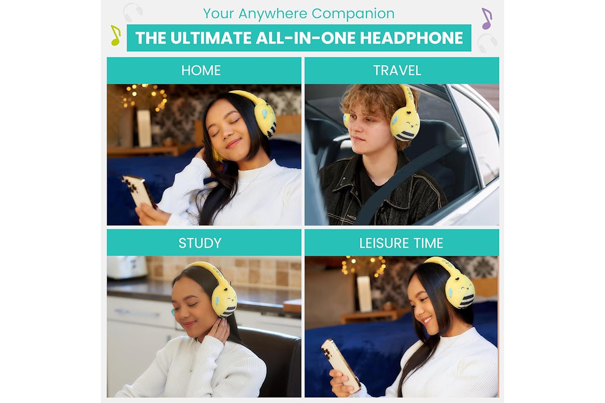 Squishmallows Sunny The Bee Plush Bluetooth Wireless Headphones-7