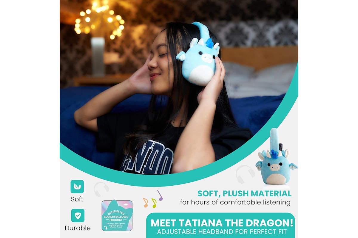 Squishmallows Tatiana The Dragon Plush Bluetooth Wireless Headphones-2