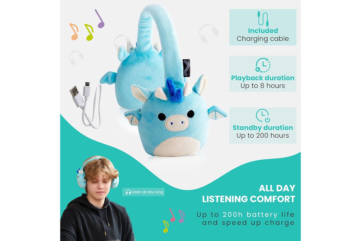 Squishmallows Tatiana The Dragon Plush Bluetooth Wireless Headphones-6