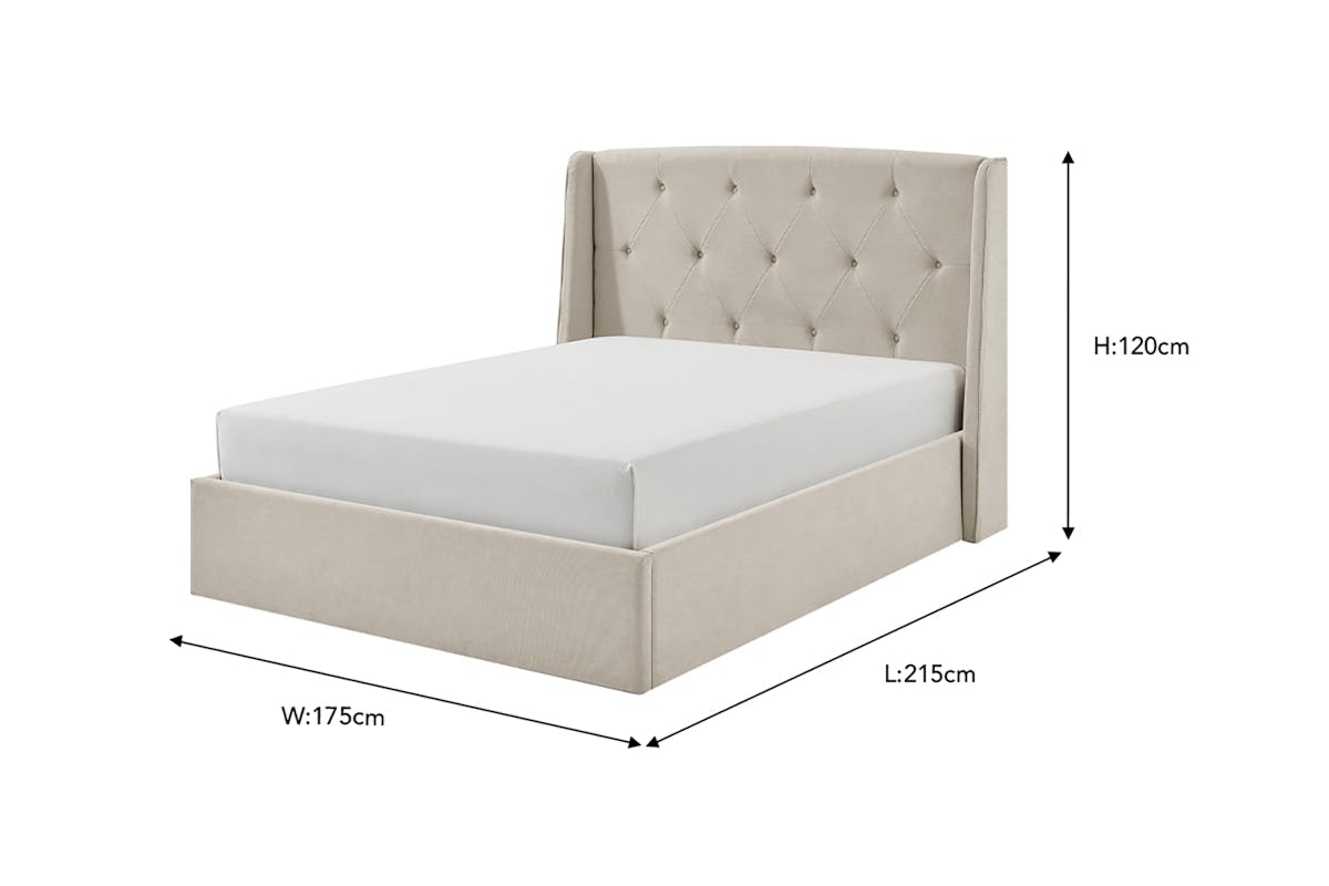 Emilia Winged Ottoman Bed Frame | King | 5ft | Natural-3