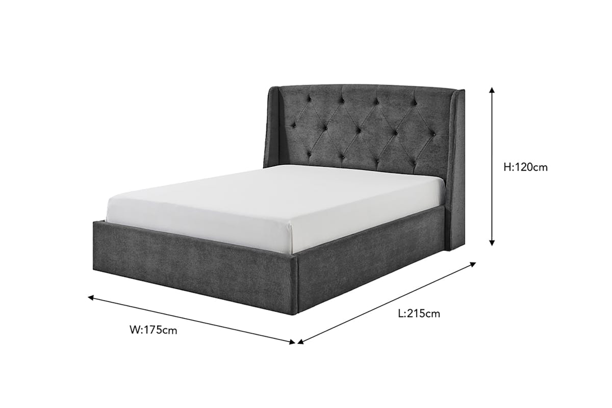 Emilia Winged Ottoman Bed Frame | King | 5ft | Grey-3
