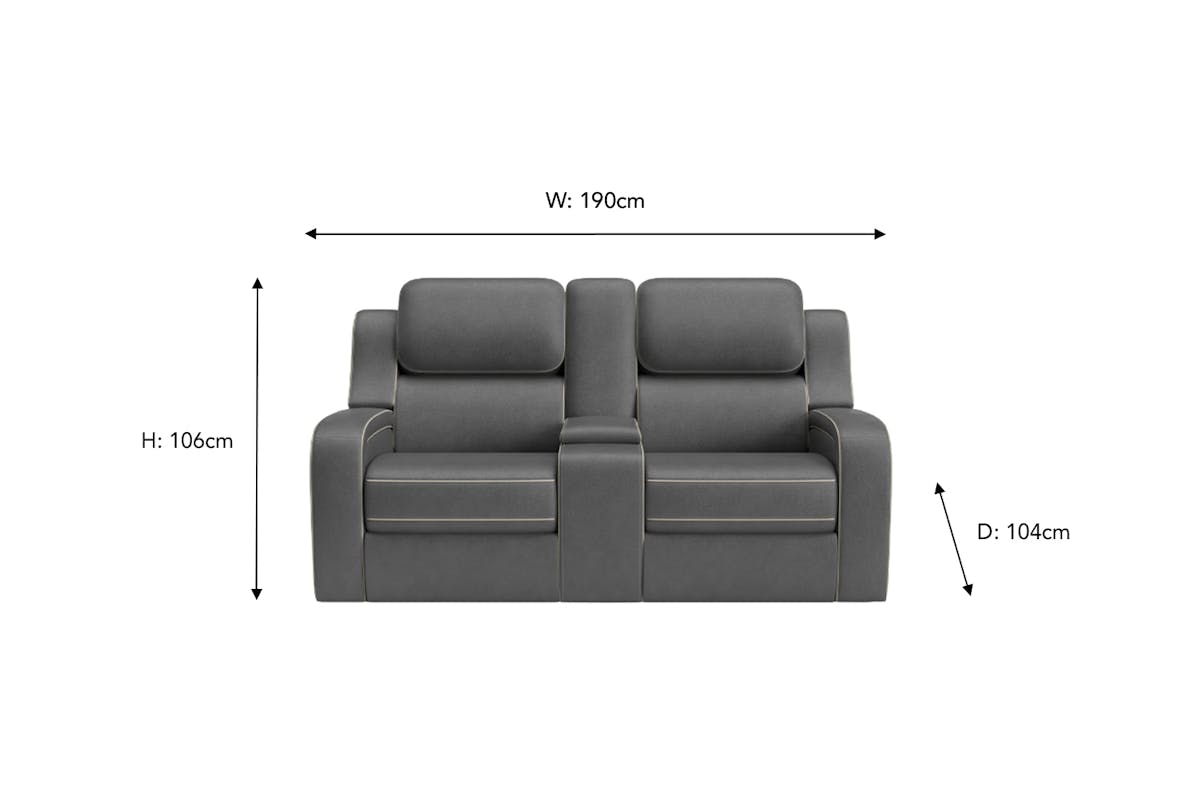 Shobi 2 Seater Sofa | Power Recliner | Console | Heated & Massage Seat | Fabric-3