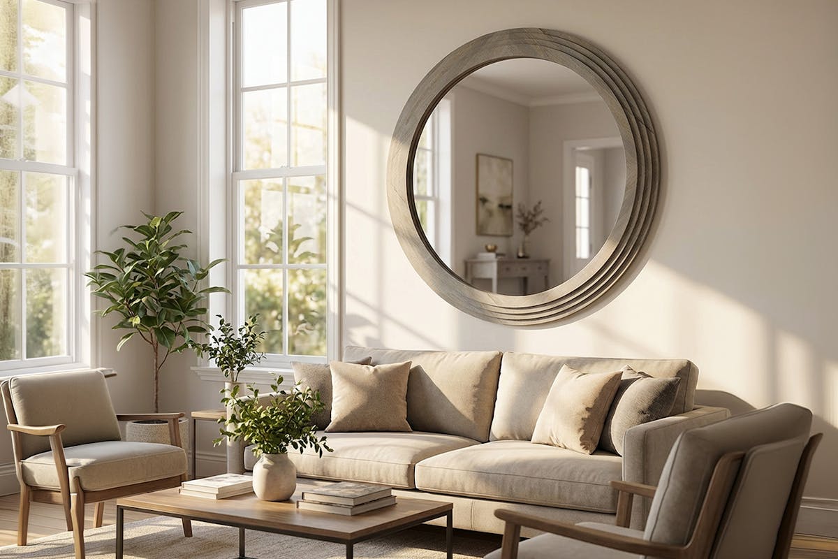 Luna Stepped Round Mirror | Grey | 110 cm-2