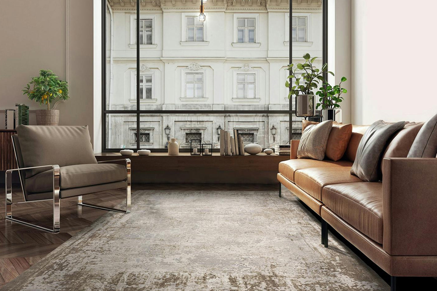 Adele Rug | Beige Border | 80 x 150 cm-2