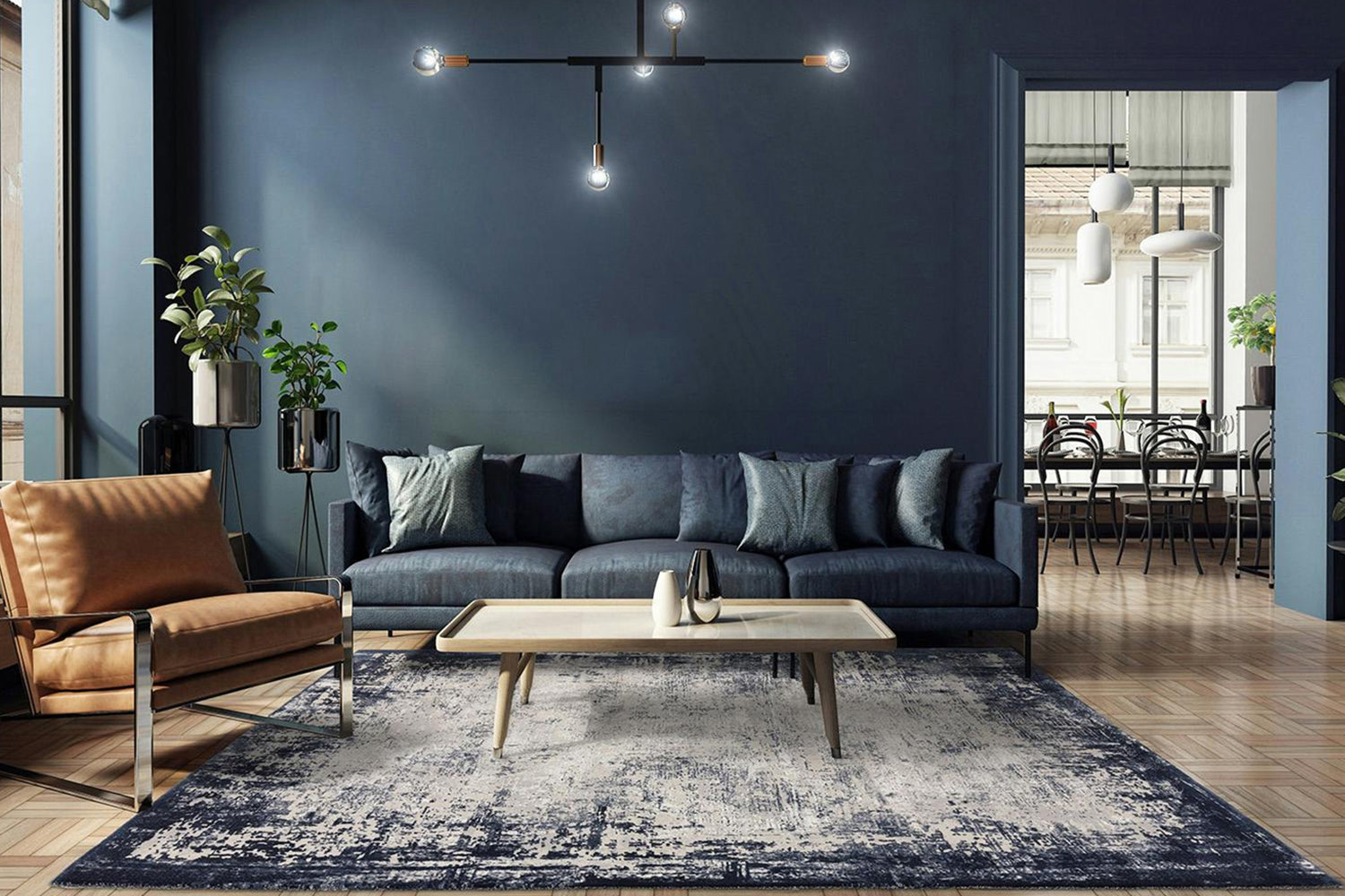 Adele Rug | Navy Border | 80 x 150 cm-2