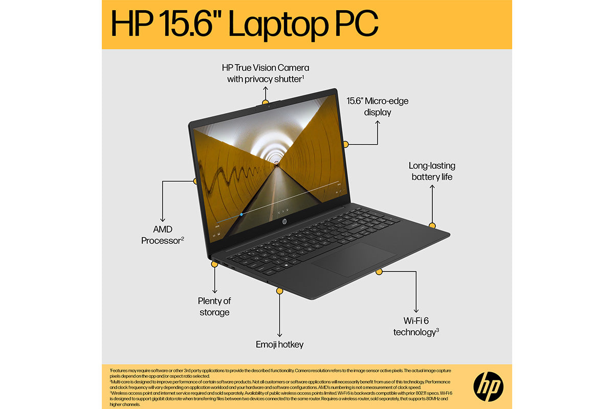 HP 15" AMD Ryzen 3 | 8GB | 256GB | Jet Black-3