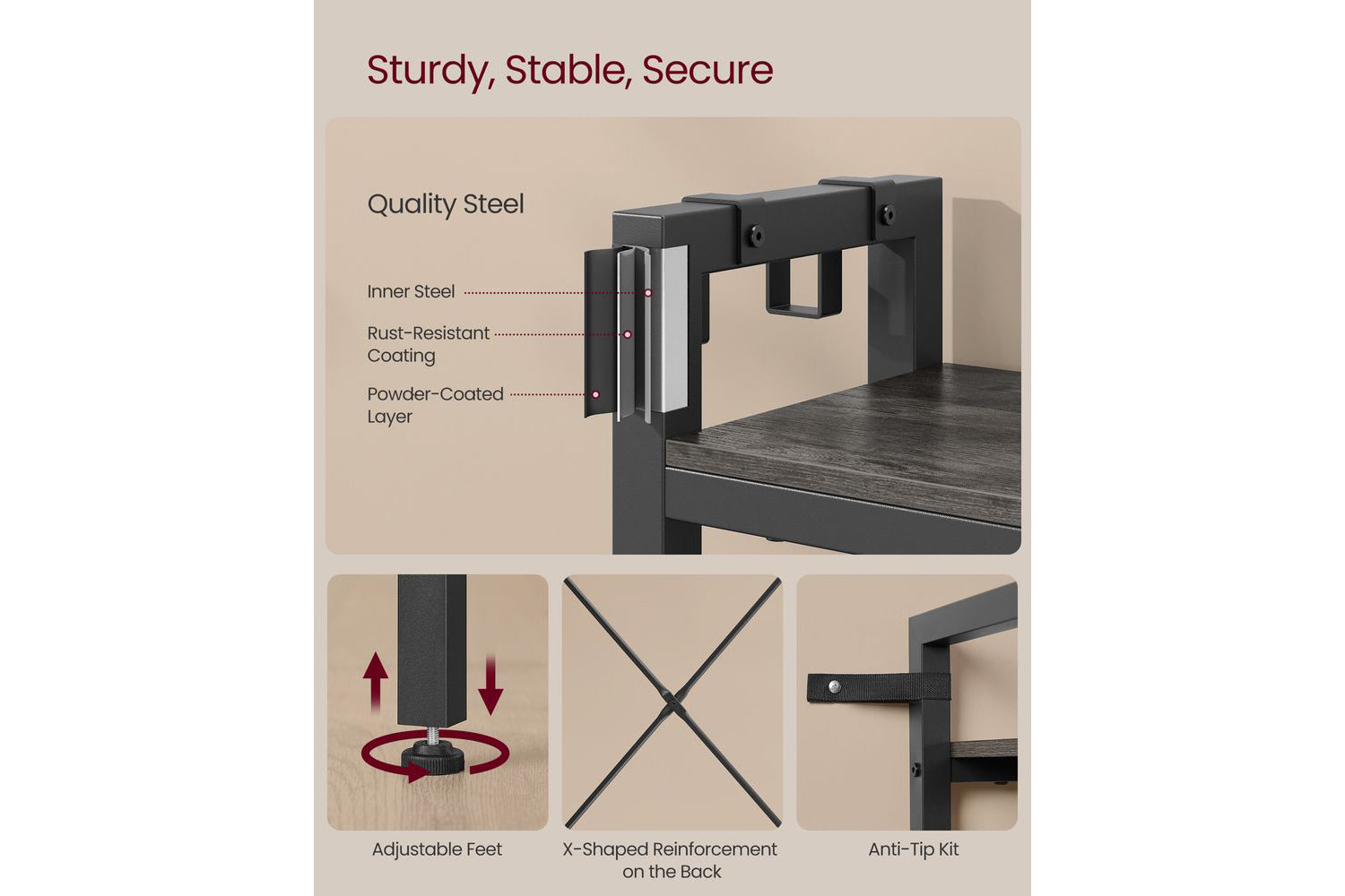 Vasagle Hall Tree With Bench And Shoe Storage, Entryway Coat Rack With Shoe Bench, 5 Storage Shelves, 9 Coat Hooks, 6 Side Hooks, 15.7 X 47.2 X 74.8 Inches, Stone Gray And Ink Black Hsr426b04-5