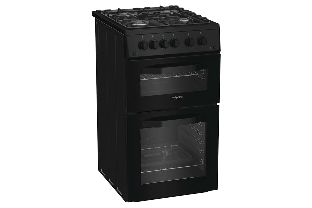 Hotpoint 50cm Gas Electric Double Oven | HTG5GCB-3