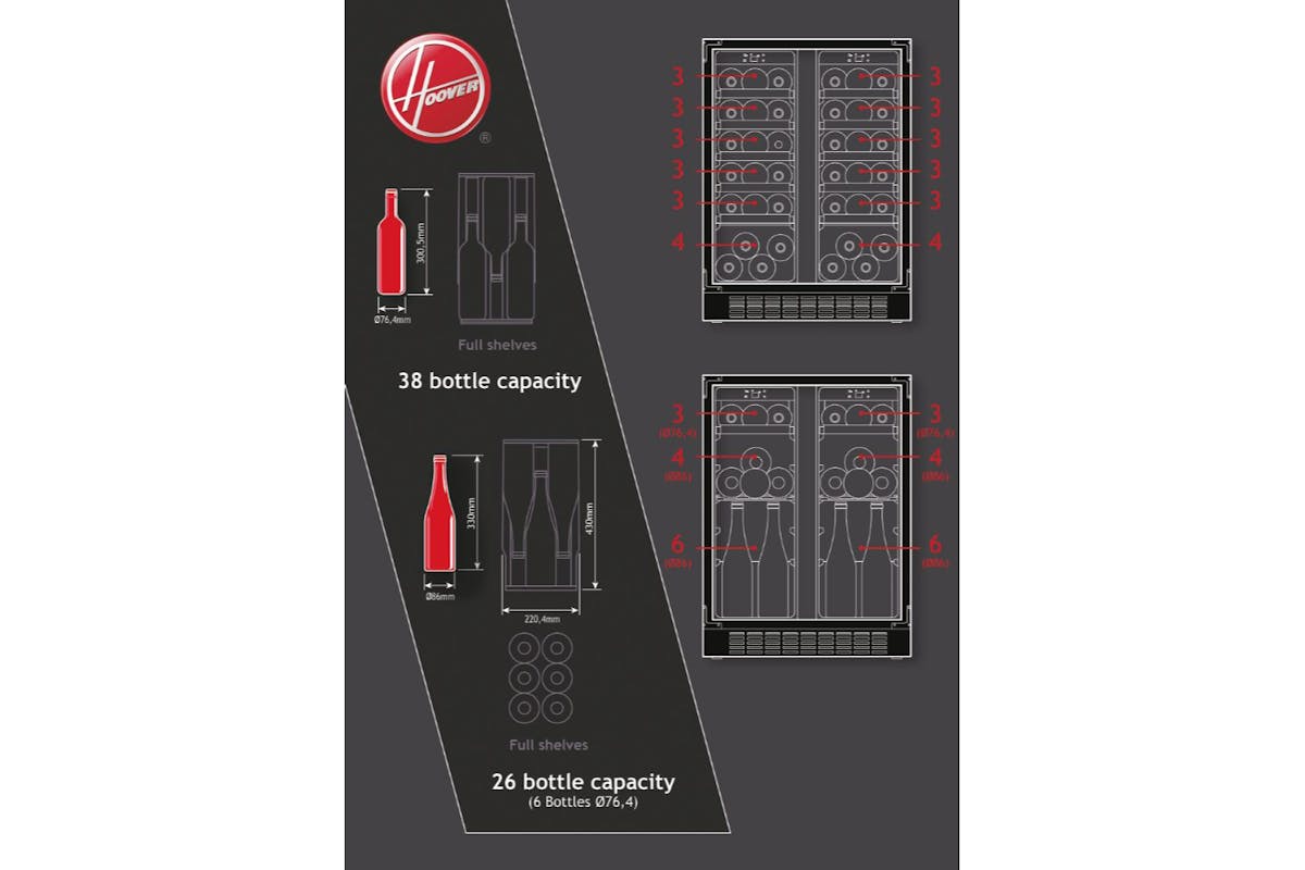 Hoover Integrated 38 Bottles Wine Cooler | HWCB60DUK/N-5