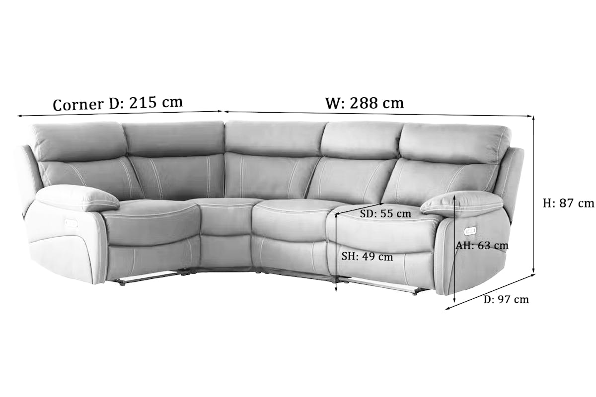 Hardy Small Corner Sofa | USB | Power Recliner | Grey-4
