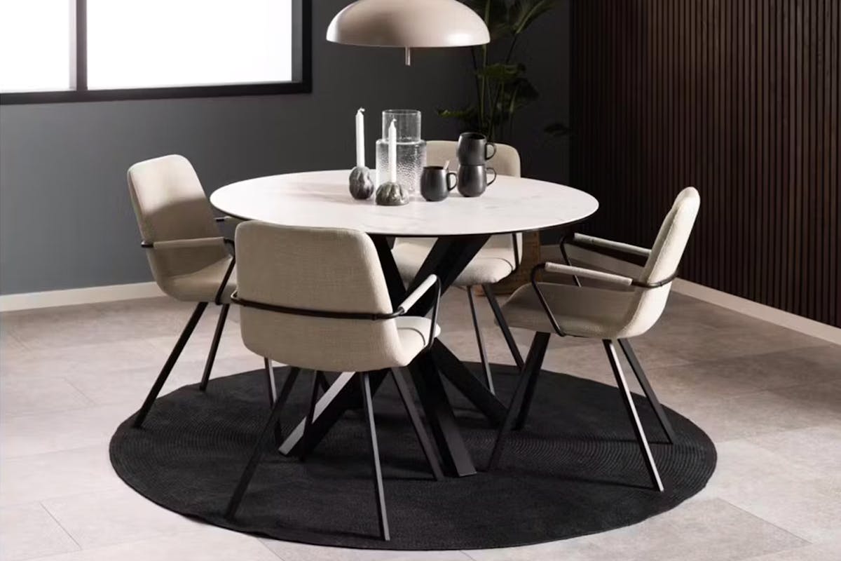 Harlie Round Dining Table | White-2
