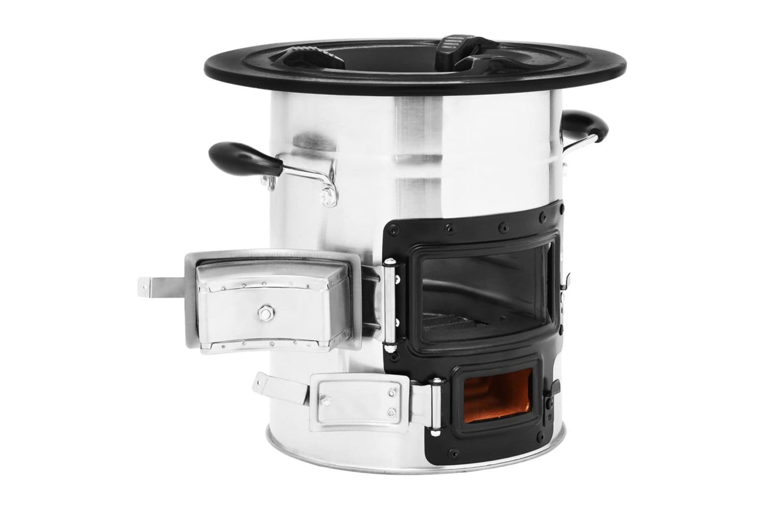 vidaXL 319442 Camping Wood Stove Silver 51.5x35x30.5cm Stainless Steel-4