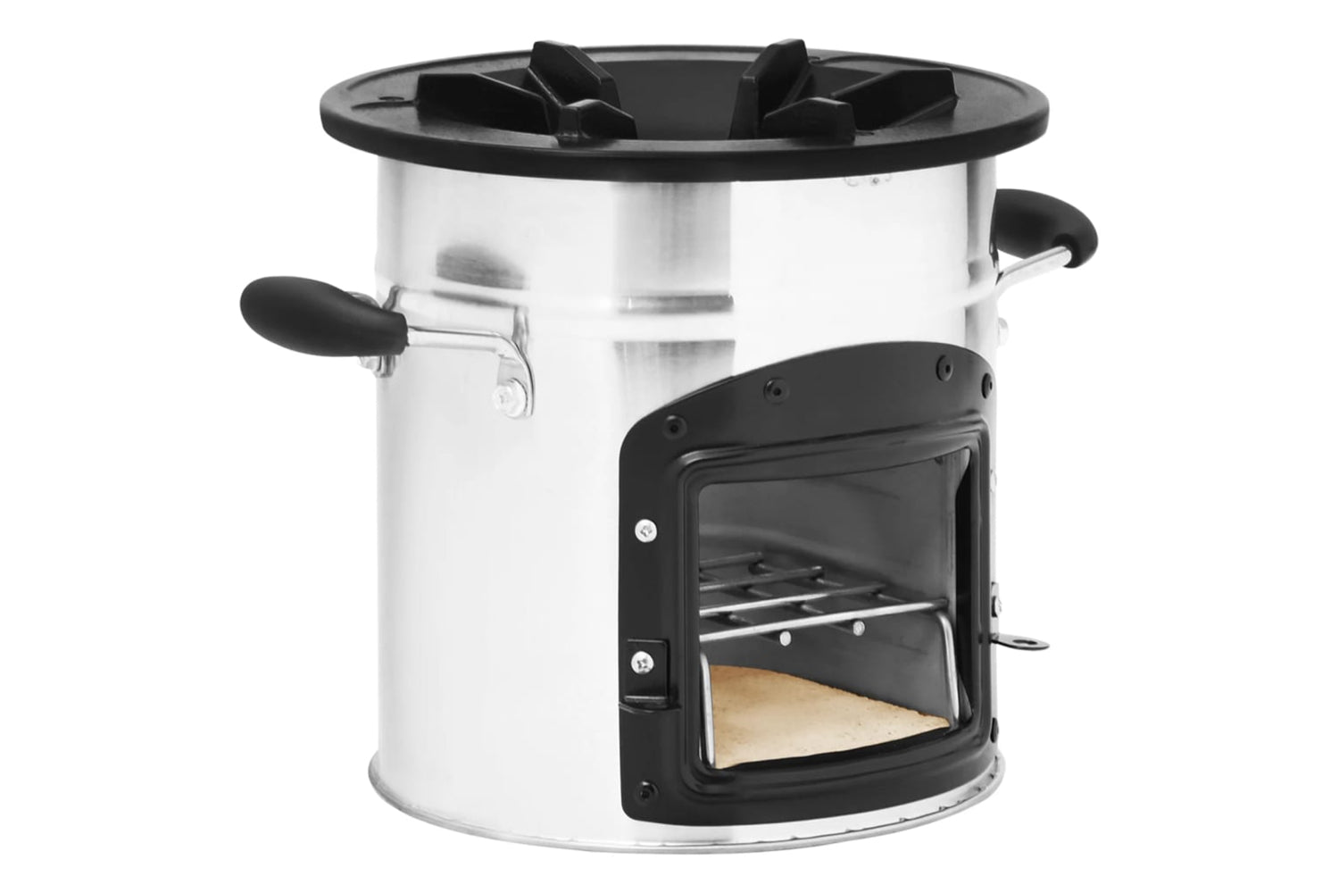 vidaXL 319440 Camping Wood Stove Silver 45.5x33x25.5cm Stainless Steel-2