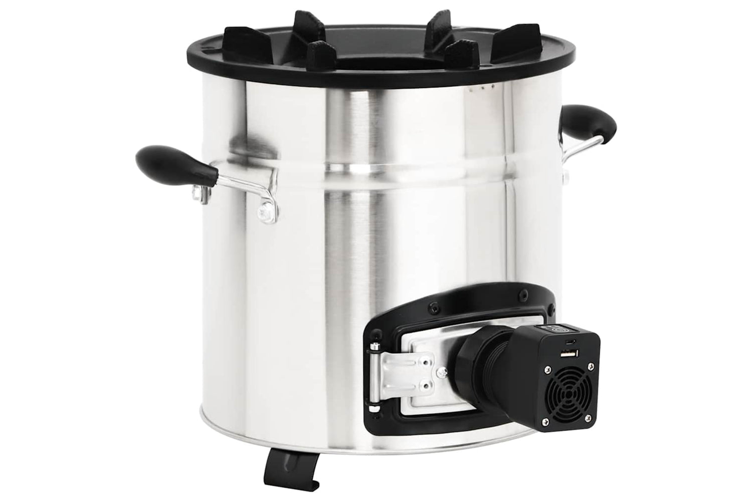 Vidaxl Wood Stove With Usb Fan Silver 35.5x26x28 Cm Stainless Steel-2