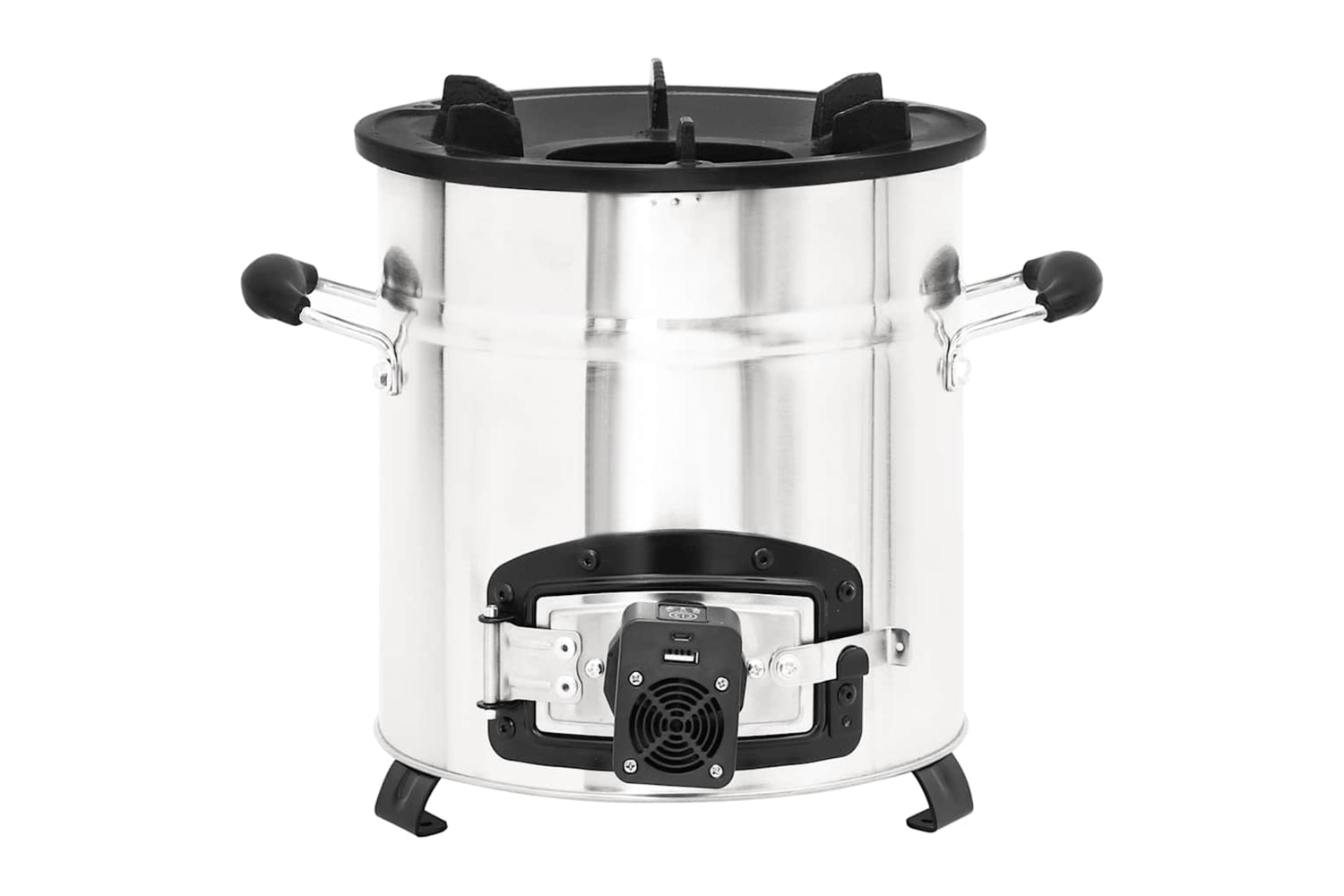 Vidaxl Wood Stove With Usb Fan Silver 35.5x26x28 Cm Stainless Steel-3