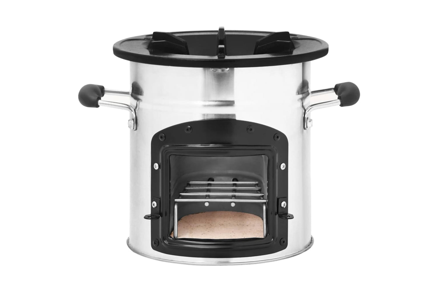 vidaXL 319440 Camping Wood Stove Silver 45.5x33x25.5cm Stainless Steel-3