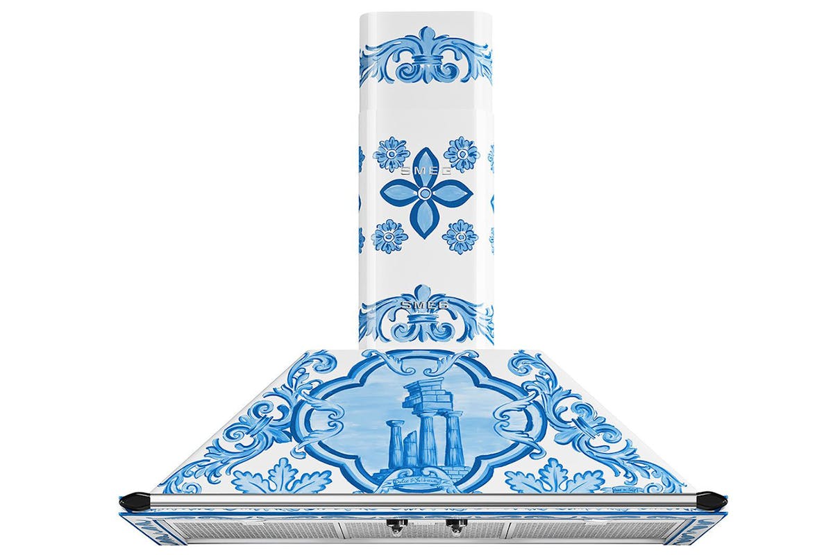Smeg Divina Cucina Dolce & Gabbana 90cm Chimney Hood | KT90DGM | Maiolica