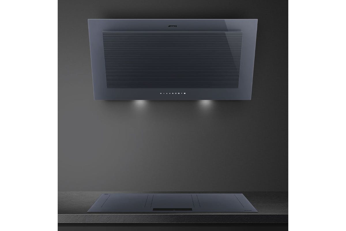 Smeg Linea 90cm Decorative Wall Mount Hood | KV194G | Neptune Grey-2