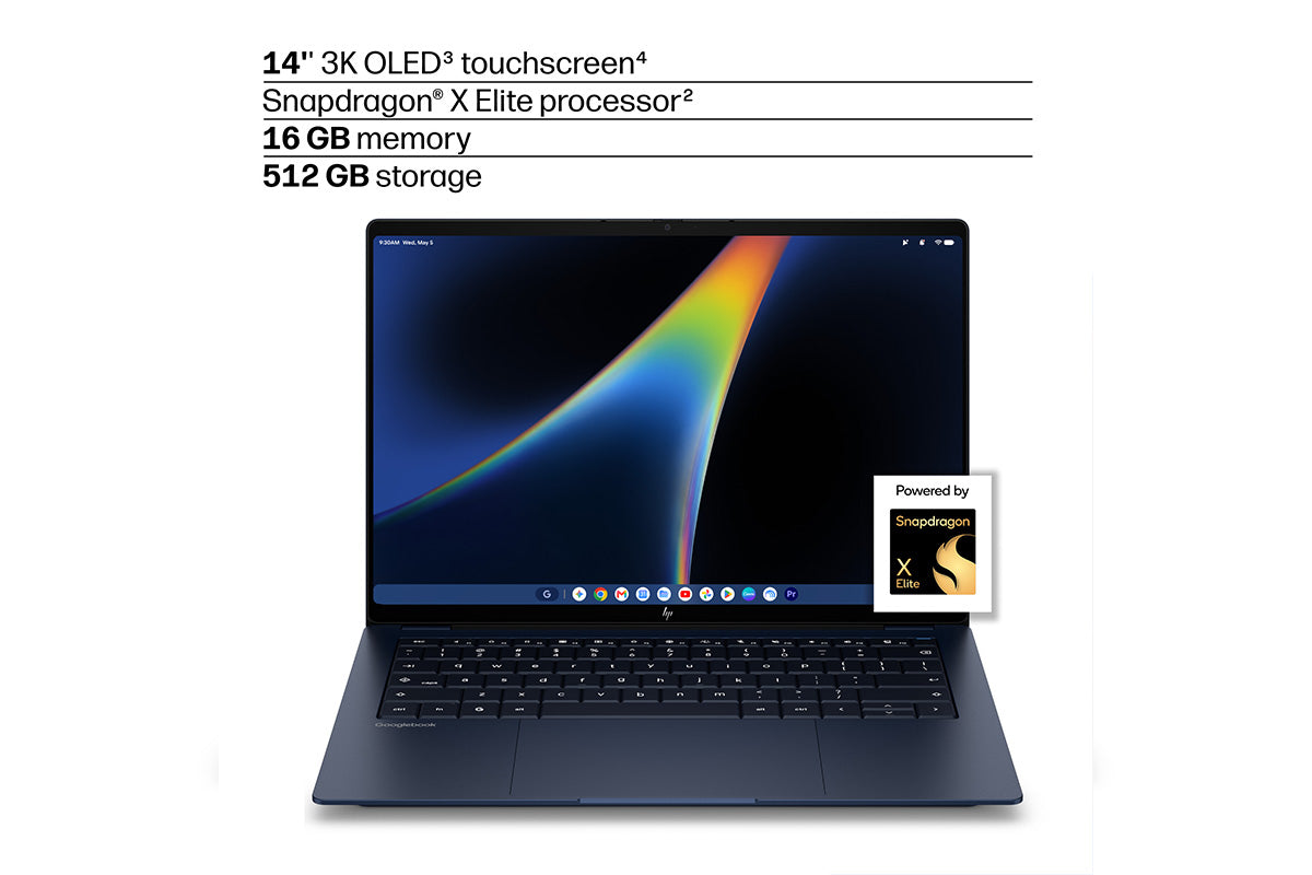 HP Googlebook Snapdragon X Elite | 16GB | 512GB | Atmospheric Blue Aluminum | Qualcomm Adreno-4