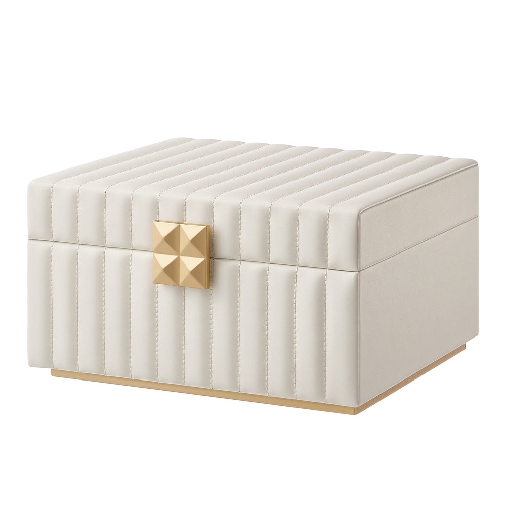 2-layer Jewelry Organizer | Mirror Jewellery Box | Pu Leather | White