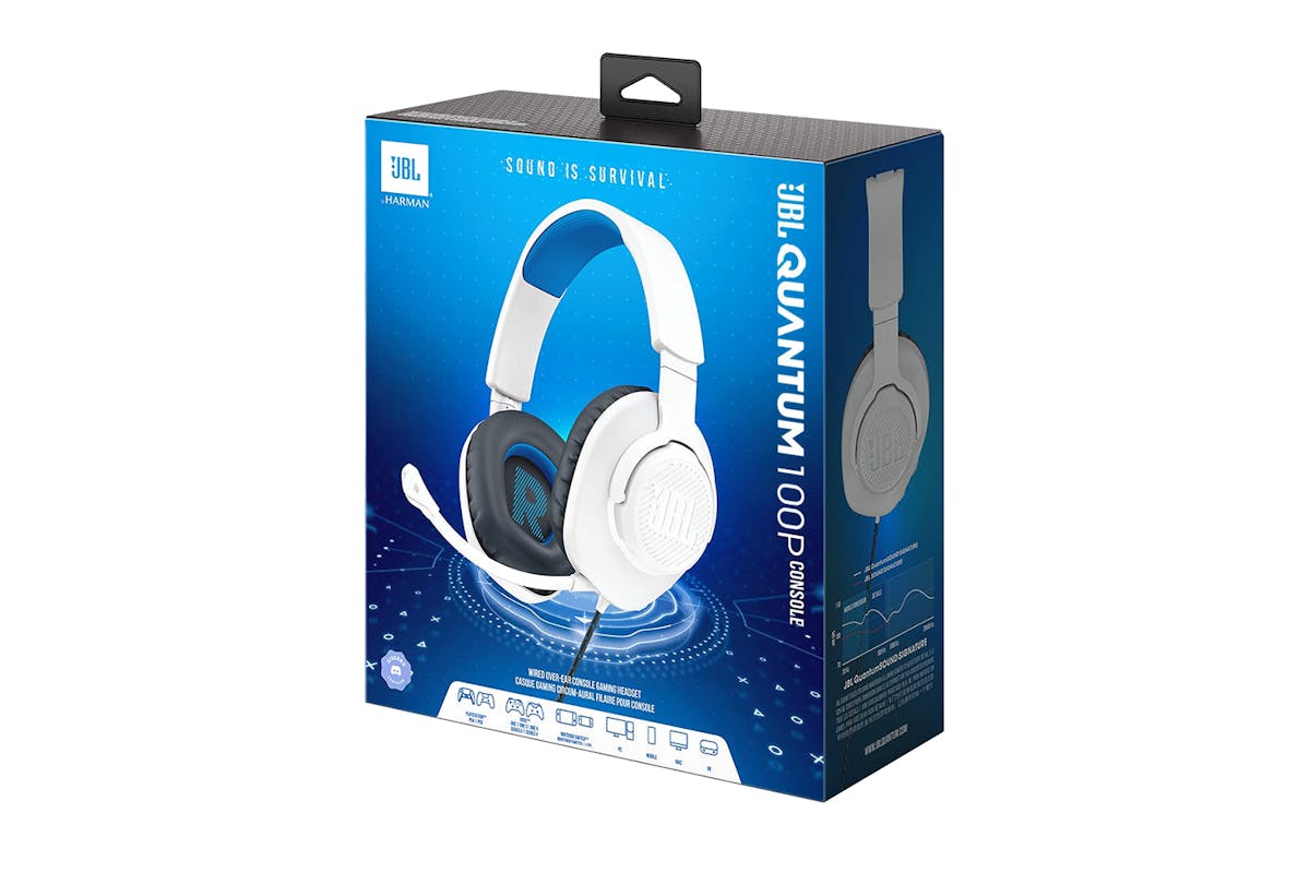 JBL Quantum 100P Console Gaming Headset | White/Blue-10