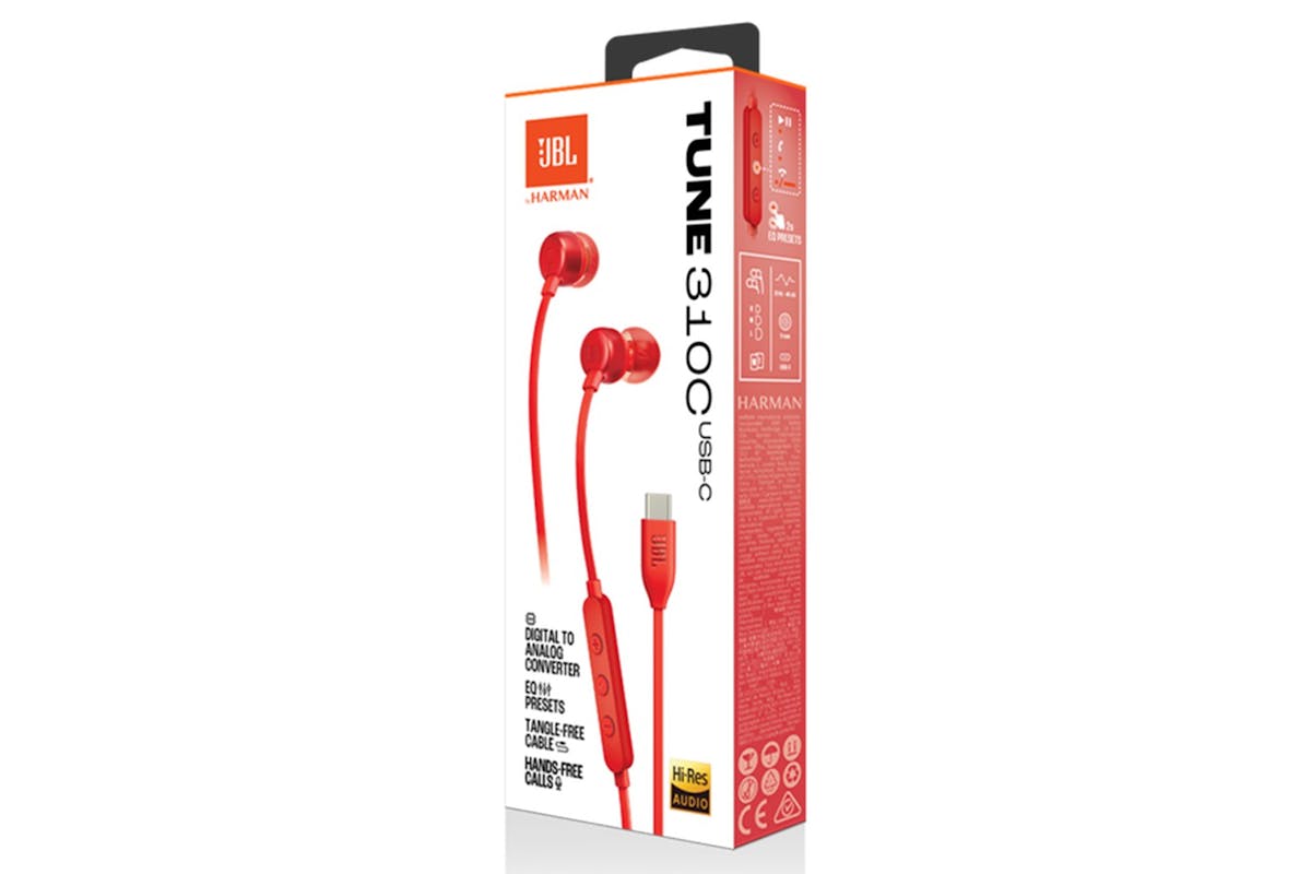 JBL Tune 310C USB-C In-Ear Earphones | Red-9