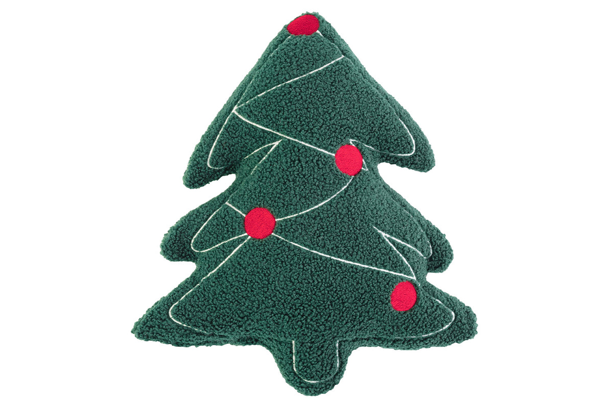 Shaped Pine Tree Cushion | Green | 38 x 30 cm