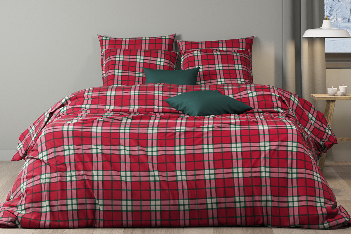 Mistral Home | Red Check Duvet Cover Set | Multicolour | King