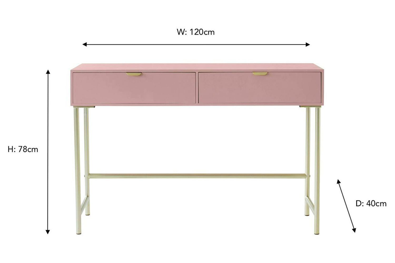 Frankie Desk | 2 Drawer | Pink-3