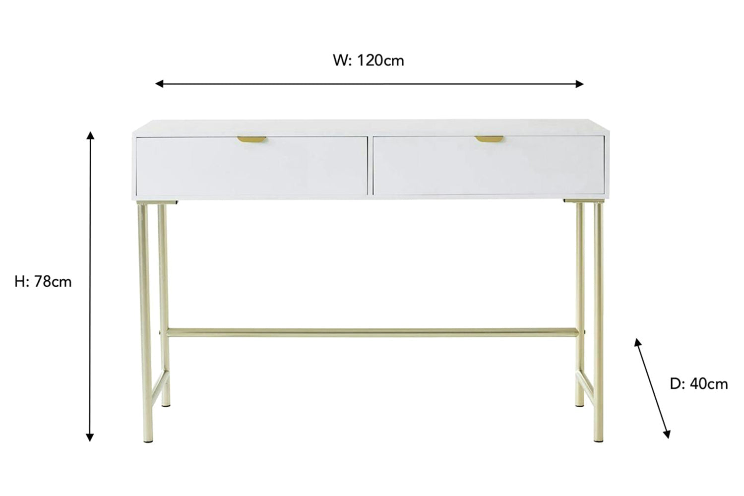 Frankie Desk | 2 Drawer | White-3