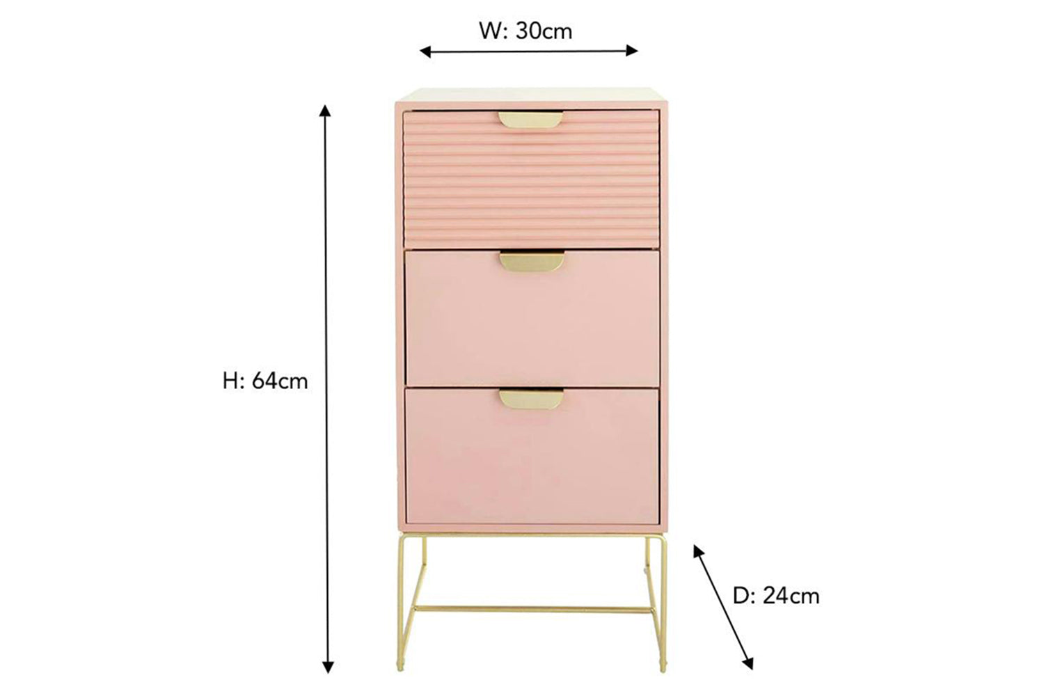 Frankie Bedside Table | Slim | Pink-3