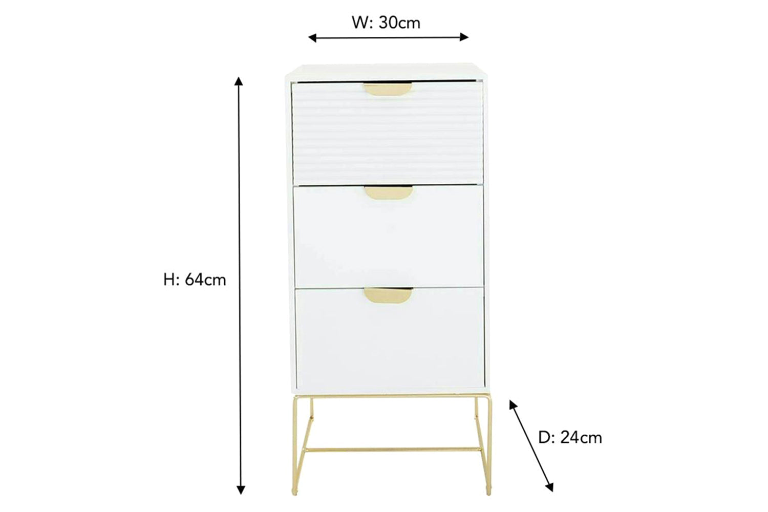 Frankie Bedside Table | Slim | White-3