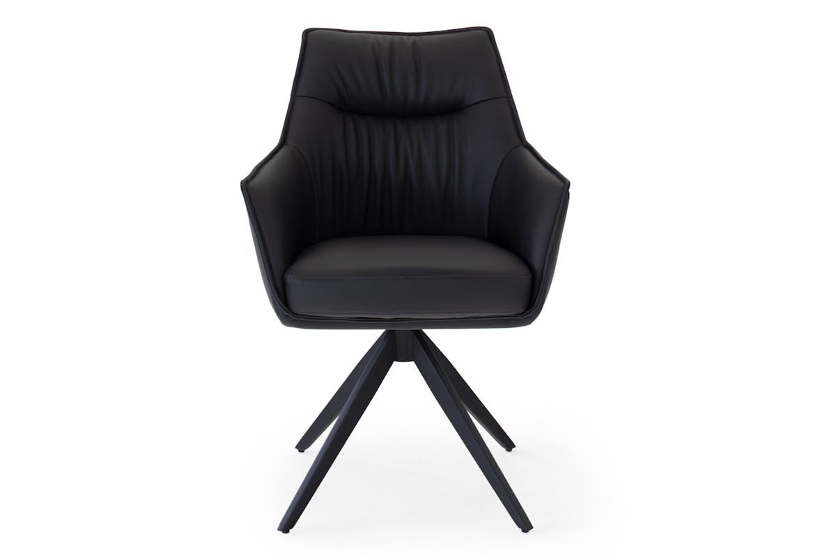 Kayleigh Carver Dining Chair | Swivel | Leather | Black