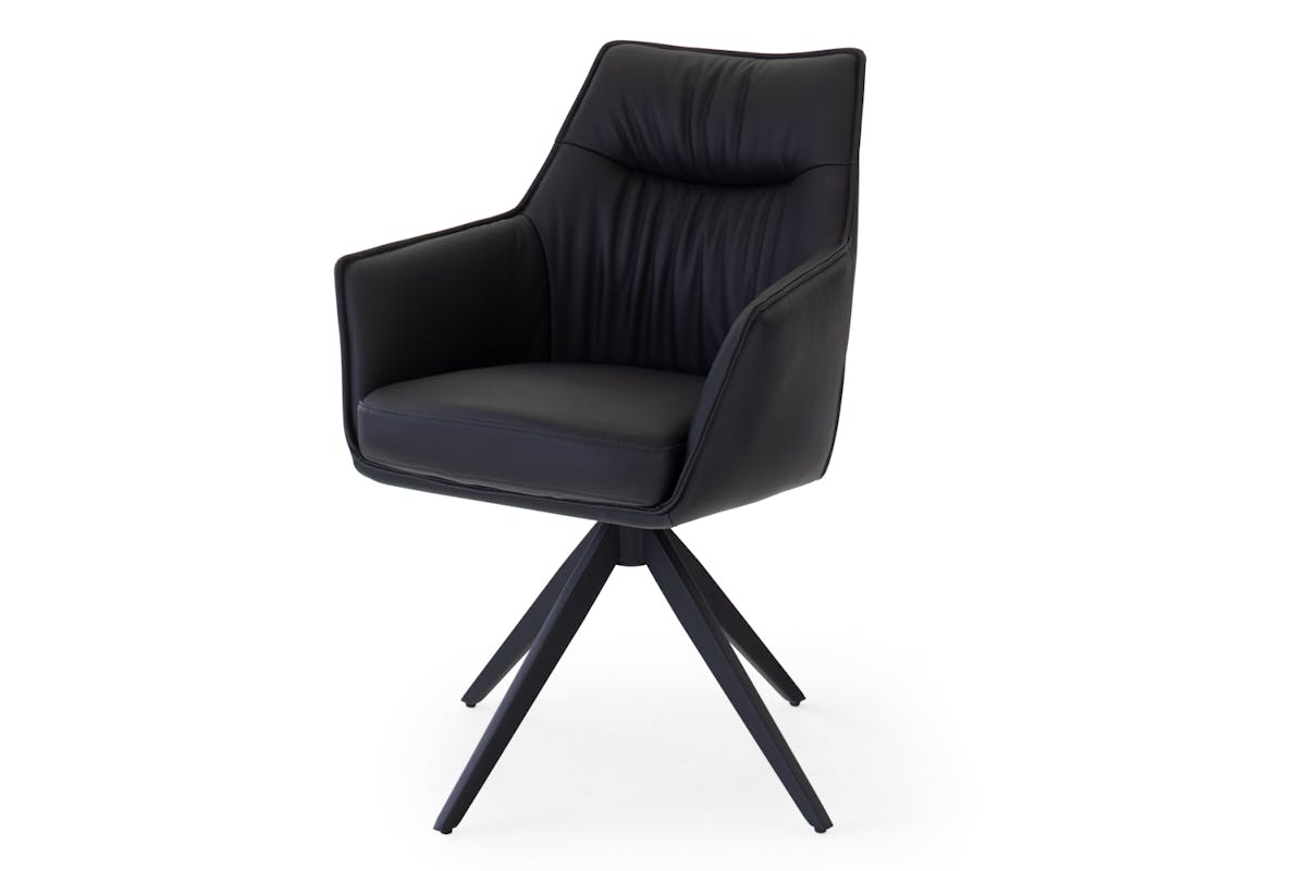 Kayleigh Carver Dining Chair | Swivel | Leather | Black-2