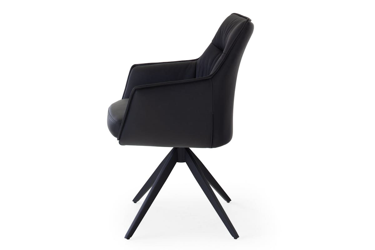 Kayleigh Carver Dining Chair | Swivel | Leather | Black-3