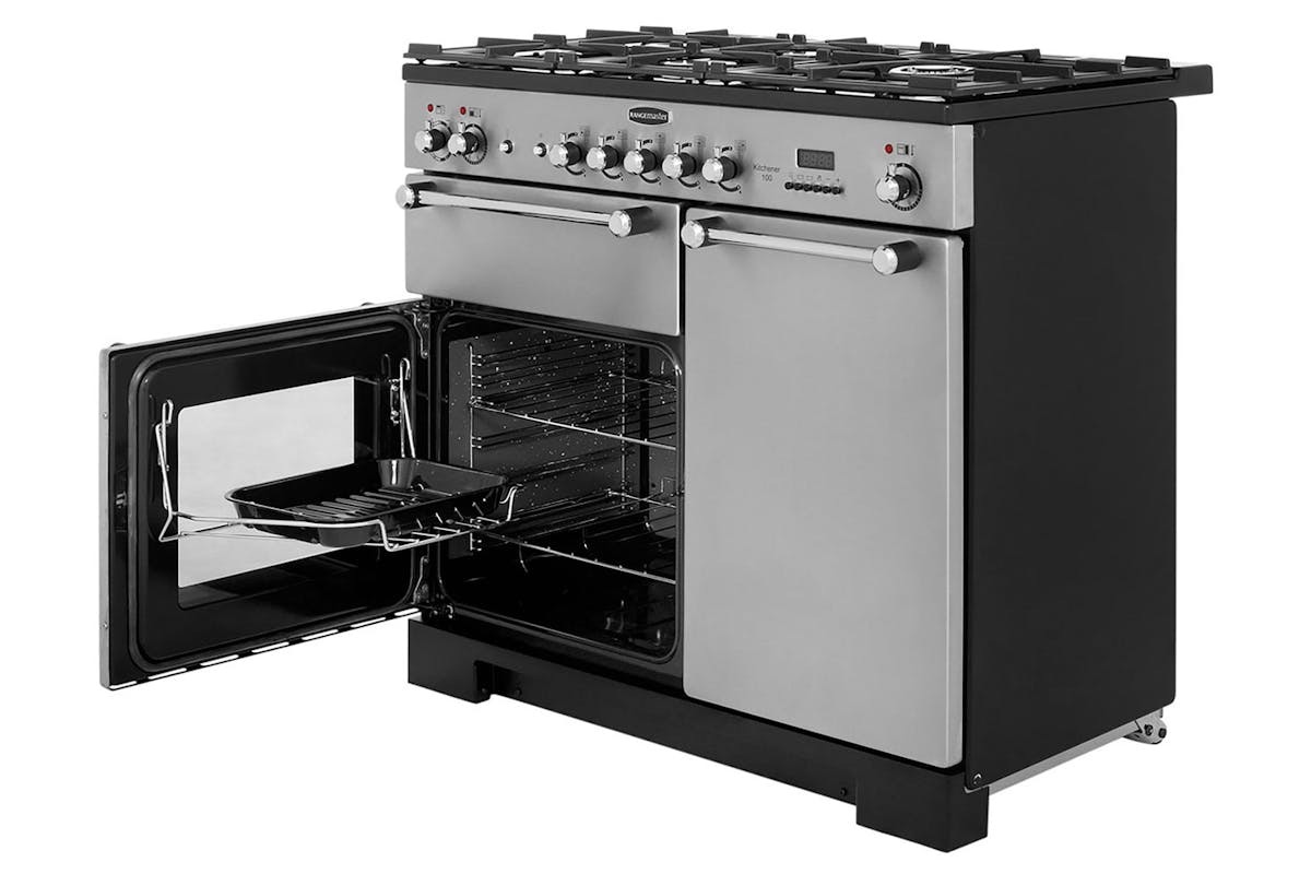 Rangemaster Kitchener 100cm Dual Fuel Range Cooker | KCH100DFFSS/C | Stainless Steel-3