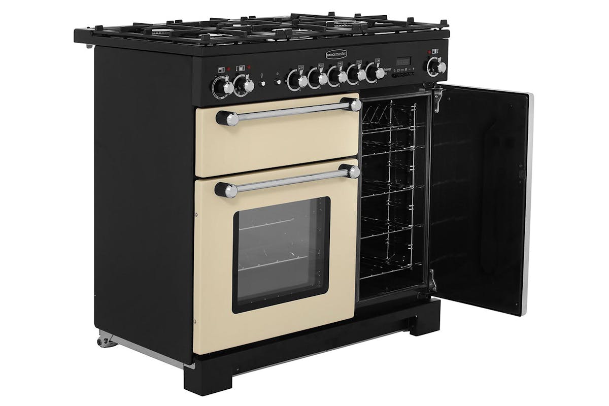 Rangemaster Kitchener 90cm Dual Fuel Range Cooker | KCH90DFFCR/C | Cream-3
