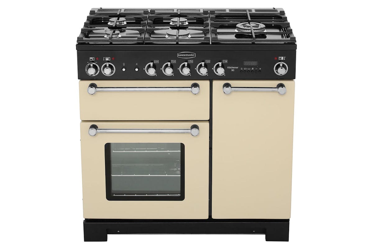 Rangemaster Kitchener 90cm Dual Fuel Range Cooker | KCH90DFFCR/C | Cream-4